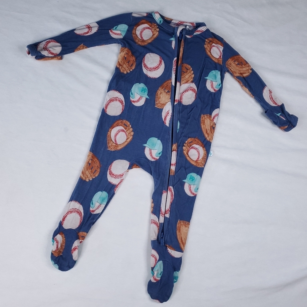 Posh Peanut Baseball Footed Sleeper Pajamas Footie Bamboo 0-3 Months